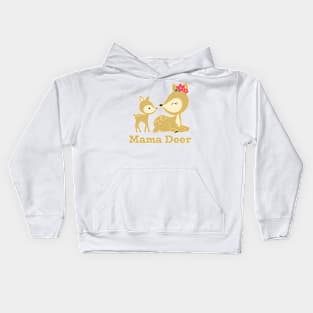 Mama Deer with Baby Deer Kids Hoodie